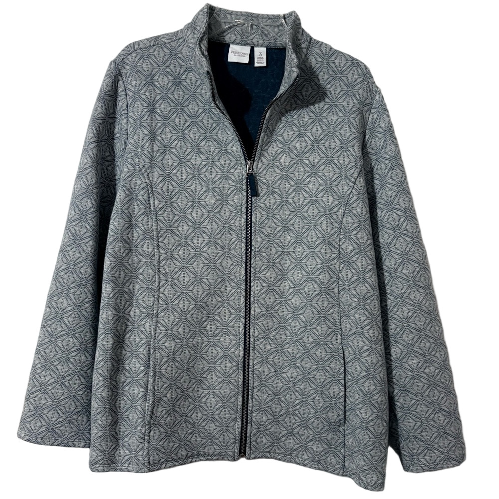 Chicos Gray Patterned Zip-Up Jacket - image 1